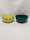 Vintage Livingware 3D Funny Face Cereal/Soup Bowl Lot Of 2 Green Yellow Ceramic