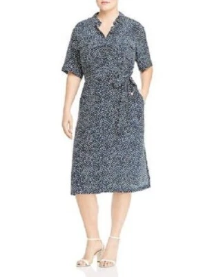 NWT Lafayette 148 N.Y. Doha Button-up Dungaree Blue Mesa silk shirtdress Sz XL - Image 1 of 4