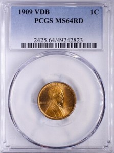 New Listing1909 Vdb Lincoln Cent Pcgs Ms64Rd