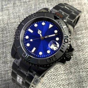 Reloj automático para hombre NH35 negro PVD 10 BAR cristal zafiro fecha ostra pulsera - Imagen 1 de 24