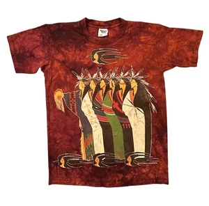 T-SHIRT MAGLIETTA VINTAGE PUNTO SINGOLO AZTECA SUD-OVEST GINA GRIGIA 1995 GRANDE AOP - Foto 1 di 10