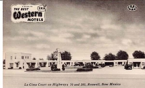 ROSWELL, NEW MEXICO MOTEL POSTCARD La Cima Court, The Best Western Motels, B&W - Picture 1 of 2