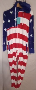 NWT Alexander Del Rossa Adult Mens Unisex One-piece Pajamas Size S American Flag - Picture 1 of 12