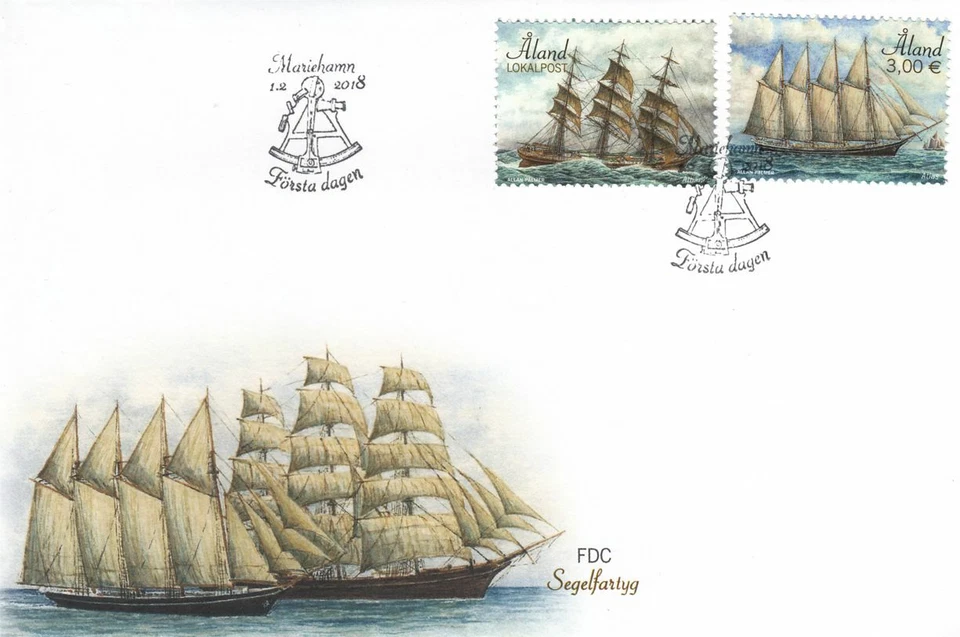 Sailing Ships Schooner Atlas Fullfrigged Albania Aland Finland Mint FDC 2018 - Image 1 of 1