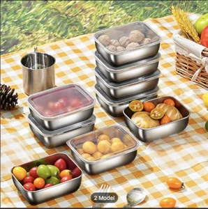 4pcs set of stainless steel food storage containers with lids, suitable for meal - Picture 1 of 13