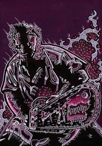 horror art,a3,leatherface,texas motorsäge,retro,handgezeichnete tinten auf papier - Bild 1 von 1