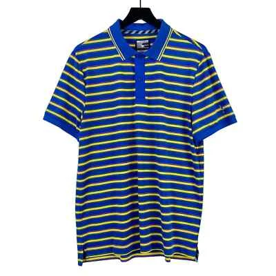 Tailorbyrd Mens (M) Golf Striped Polo Shirt Stretch Blue Yellow - Imagem 1 de 4