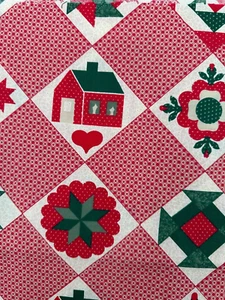 Winter Holiday Pennsylvania Dutch Style Folk Art Allover Print Cotton Remnant - Picture 1 of 8