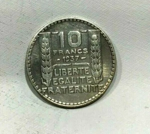 MONNAIE ANCIENNE DE 10 F.EN ARGENT TURIN 1937 * RARE * - Picture 1 of 4