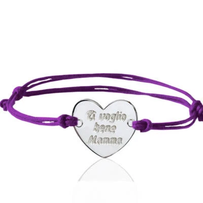 Bracciale con cuore in argento Ti voglio bene... Idea regalo festa della mamma - Immagine 1 di 2