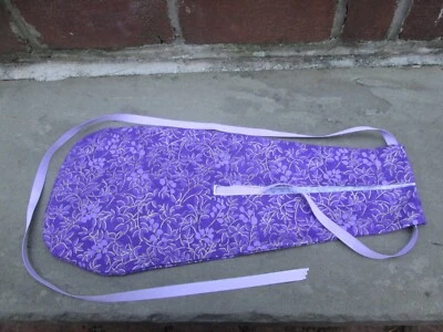 REENACTOR 18THC REV WAR COLONIAL POCKET COTTON VIOLET LILAC RIBBON PURPLE GOLD - Image 1 of 4