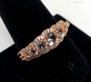 1.0 ctw Morganite Ring Size 8, Sterling & 14K Rose-Plated QVC J340759 JTV bmc019 - Picture 1 of 8