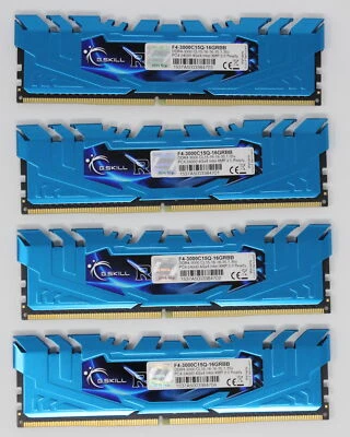 G.Skill RipJaws 4 16 GB (4x4GB) F4-3000C15Q-16GRBB DDR4-3000 RAM (#27377) - Bild 1 von 2