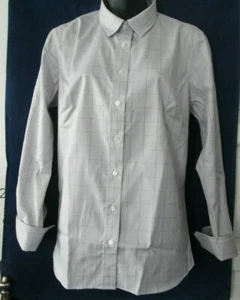 Blusa para mujer Juniors sin hierro ajustada xxs xs pequeña mediana a cuadros gris bronceado NUEVA - Imagen 1 de 11