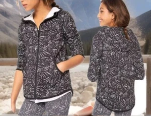 Ivivva Lululemon Girls 8 Warm Moments Jacket Full Zip Cotton Fleece Black White - Picture 1 of 11