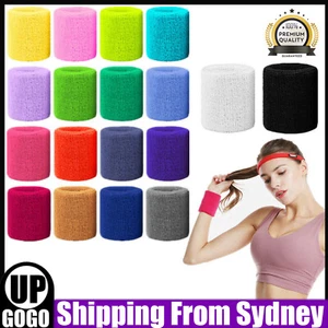 Training Tennis Gym Yoga AU Sport Cotton Wristband Wrist Band Sweatband Sweat AU - Picture 1 of 11