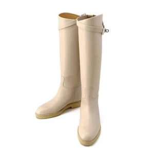 HERMES Faustin Botas Cortas Talla 35 Cuero de Becerro Beige - Imagen 1 de 15