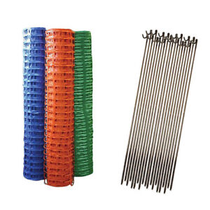 Green Orange Blue Plastic Safety Barrier Mesh Fence Netting Net and Metal Pins