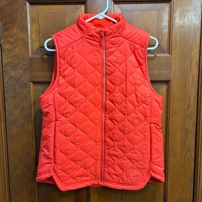 Chaleco ASICS Salmón Nylon Perf Aislado Acolchado Cremallera Poliéster Forrado Para Mujer M Foto 1 de 4