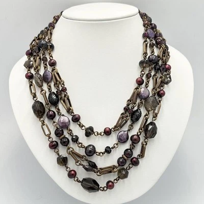 Collar Stephen Dweck 4 Hilos Perla de Agua Dulce Negro Labio Perla De Colección Raro Foto 1 de 4