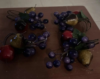 Juego de 4 servilleteros Sonoma Fruit Kemp & Beatley uva manzana pera Foto 1 de 2