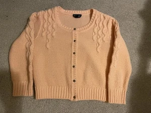 Vintage Topshop Peach Pink Knit Cardigan - Size 10 - Picture 1 of 8