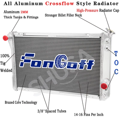 3Row Aluminum Radiator for 1982-92,84 Chevy Camaro Pontiac Firebird 5.0L 5.7L V8 Foto 1 de 4