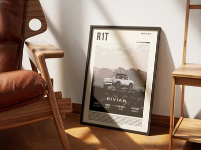 Rivian R1T Vintage Poster – Electric Adventure Truck Wall Art Print - Image 1 of 3