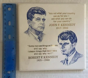 Vintage John F. Kennedy and Robert F. Kennedy Ceramic Tile Plaque Screen Craft - Picture 1 of 9