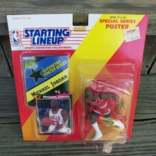 Michael Jordan Starting Lineup Action Figure Trading Card Poster Dribbling 1992