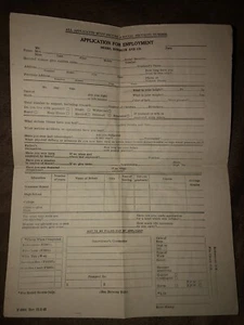 1940’s Vintage SEARS ROEBUCK and CO Application For Employment Original RARE! - Picture 1 of 4
