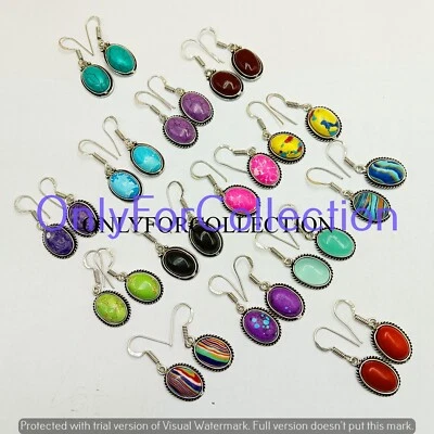 Рождественский ларимар и смесь драгоценных камней 925 Strerling посеребренные серьги лот 10 пара - Изображение 1 из 4