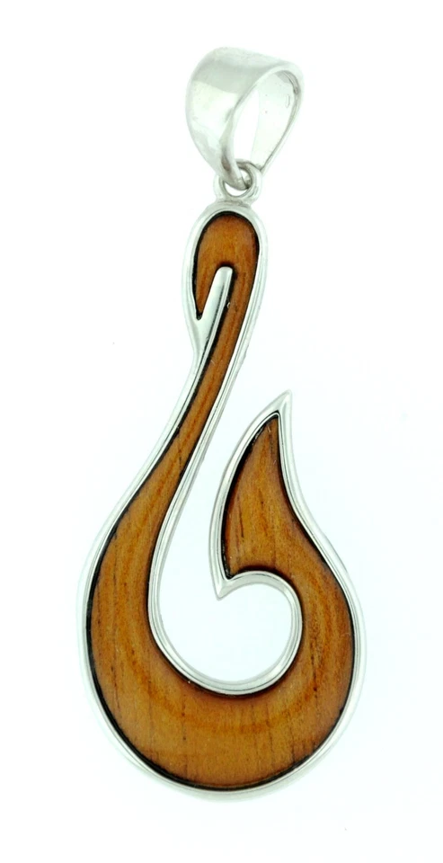 925纯银天然夏威夷可木吊坠-20毫米漩涡鱼钩 — 第 1/1 张图片