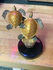 SPI San Pacific International Brass Sea Turtles Swimming Small Sculpture Figure - Picture 1 of 6
