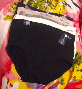 5 NEW NAUTICA NT9203 5PKP SUPER SOFT MF SIGNATURE HIGH WAIST BRIEF PANTIES L - Picture 1 of 3