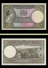 1944 GRAND DUCHE DE LUXEMBOURG 50 FRANCS ( EF+ ) <P-46a>