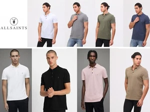 Allsaints Mens Pique Polo T Shirt Designer Short Sleeve Tee Slim Casual Top XS - Picture 1 of 57