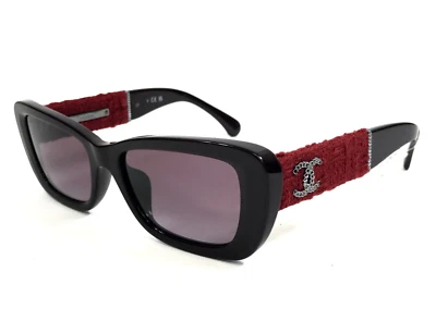 Chanel Sunglasses 5514-A c.1461/S1 Burgundy Tweed Asian Fit Frames Violet Lenses - Image 1 of 4