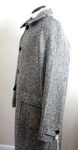OOBE Brand Men's Wool Lowell Trench Top Coat Herringbone Brown Black Ink NWT - Picture 1 of 10