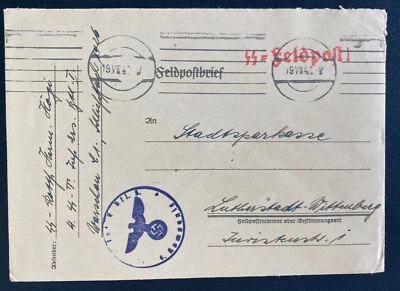 1941 Germany SS Feldpost Stampless Postcard Cover To Wittenberg - Image 1 of 2