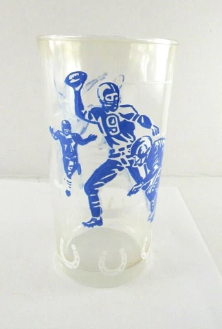Vintage BALTIMORE COLTS 5" Cocktail Glass Tumbler Barware  Johnny Unitas Cover