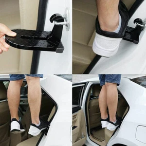 Black Folding Car Door Latch Hook Step Mini Foot Pedal Roof Ladder Universal - Foto 1 di 11