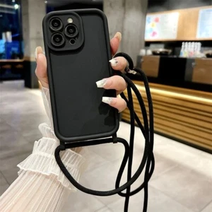 Funda bandolera de silicona suave para teléfono iPhone 16 14 13 15 12 11Pro Max Plus X XR - Imagen 1 de 14