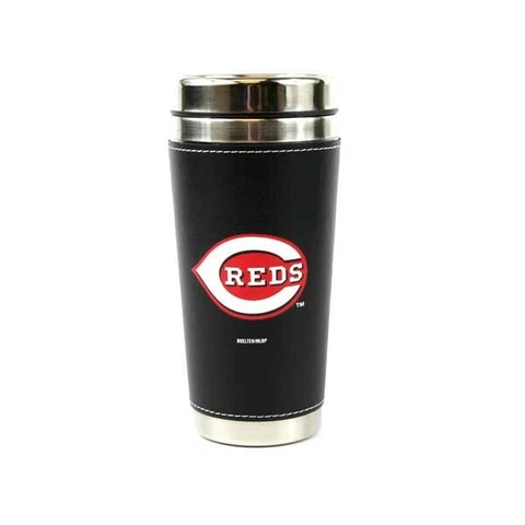 Cincinnati Reds16oz Leather Wrapped Steel Tumbler - MLB Cover