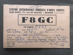 Radio : ancienne carte QSL de F8GC - France 1950 - Imagen 1 de 2