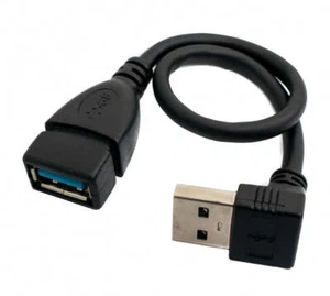 USB 3.0 Cable 20 CM Type A Plug To Jack Angle IN - Zdjęcie 1 z 3