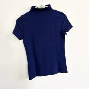 J.Crew Mock Neck Top - Short Sleeve Stretch Tee - Navy Blue - Size XS - Picture 1 of 6