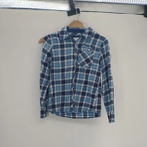 Justice Girls Plaid Flannel Long Sleeve Top Shirt Size 12  - Picture 1 of 9