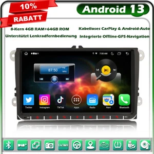9" Android 13 CarPlay DAB+ Navi Autoradio für VW Jetta Golf Passat Tiguan Touran - Bild 1 von 24