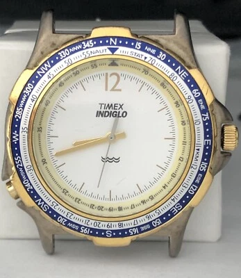 Timex Indiglo Brújula Bisel Cuarzo Analógico Reloj Hombre Funcionando, Ligero No Funciona Foto 1 de 4